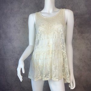 NWT Express Lace Blouse Sleeveless Ivory S Tank